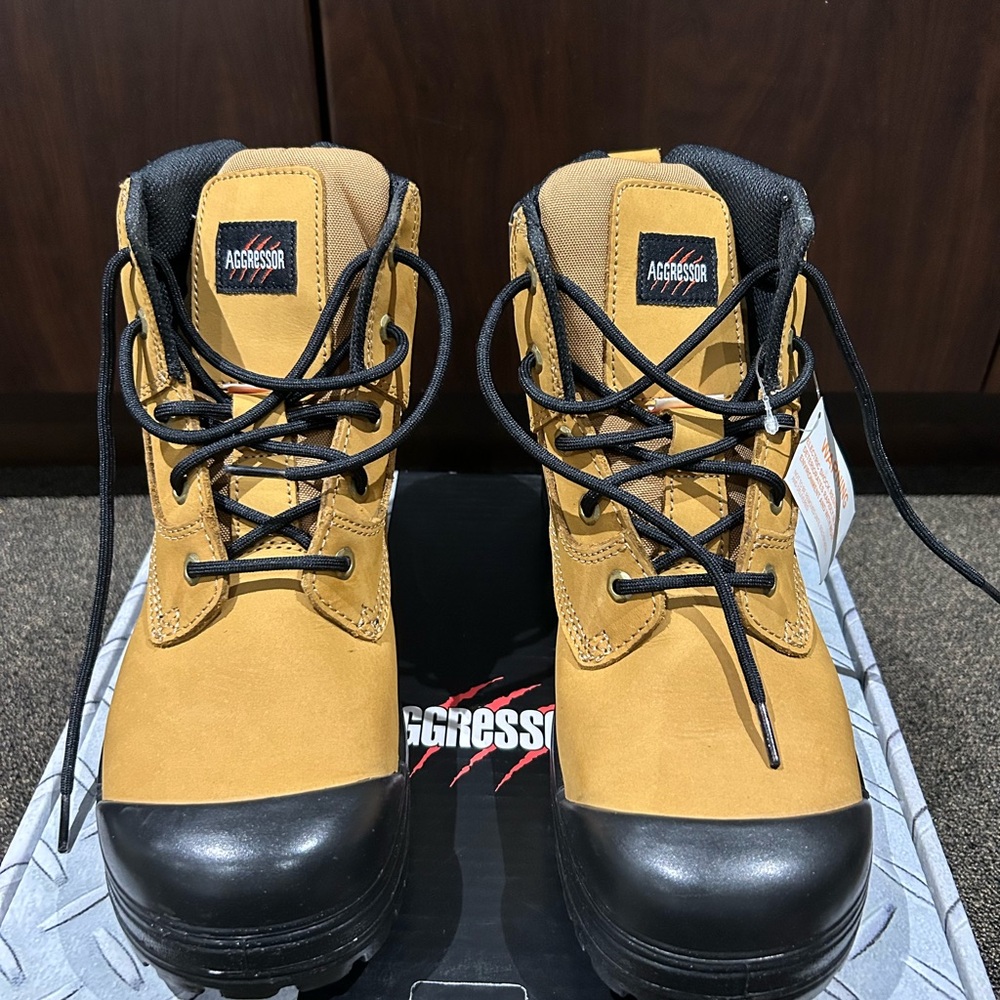 Men's Tan and Black Work Boots